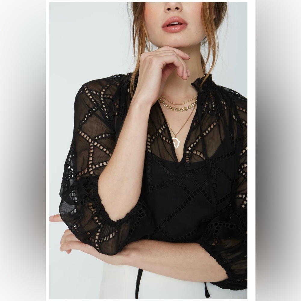 CABALLERO Amala Black Eyelet Top